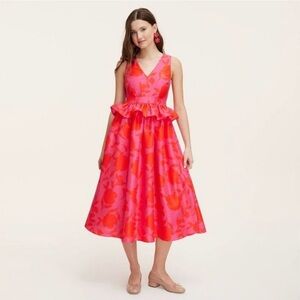 Kate Spade x Target Rose Peplum Midi Dress 10 Wedding Guest‎ Spring Easter Pink
